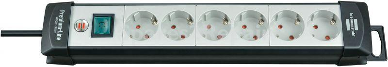 Brennenstuhl 6 Way Socket Outlet Switch - Premium-line Steckdosenleiste 6-fach Schwa Rz-lichtgrau 5m H05vv-f 3g1,5