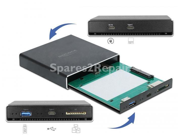 Delock Hard Drive Enclosure 2,5" - External Enclosure For 2.5″ Sata Hdd - Ssd With Additional Usb Type-c™ And Type-a Port And Sd Slot