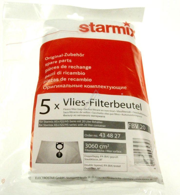 Starmix Vacuum Cleaner Bags - Fbv20 434827 Fleece Filter Bags X5
