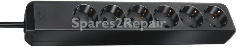 Brennenstuhl Six-way Trailing Socket - Eco-line Six-way Trailing Socket, Black, 1,5m