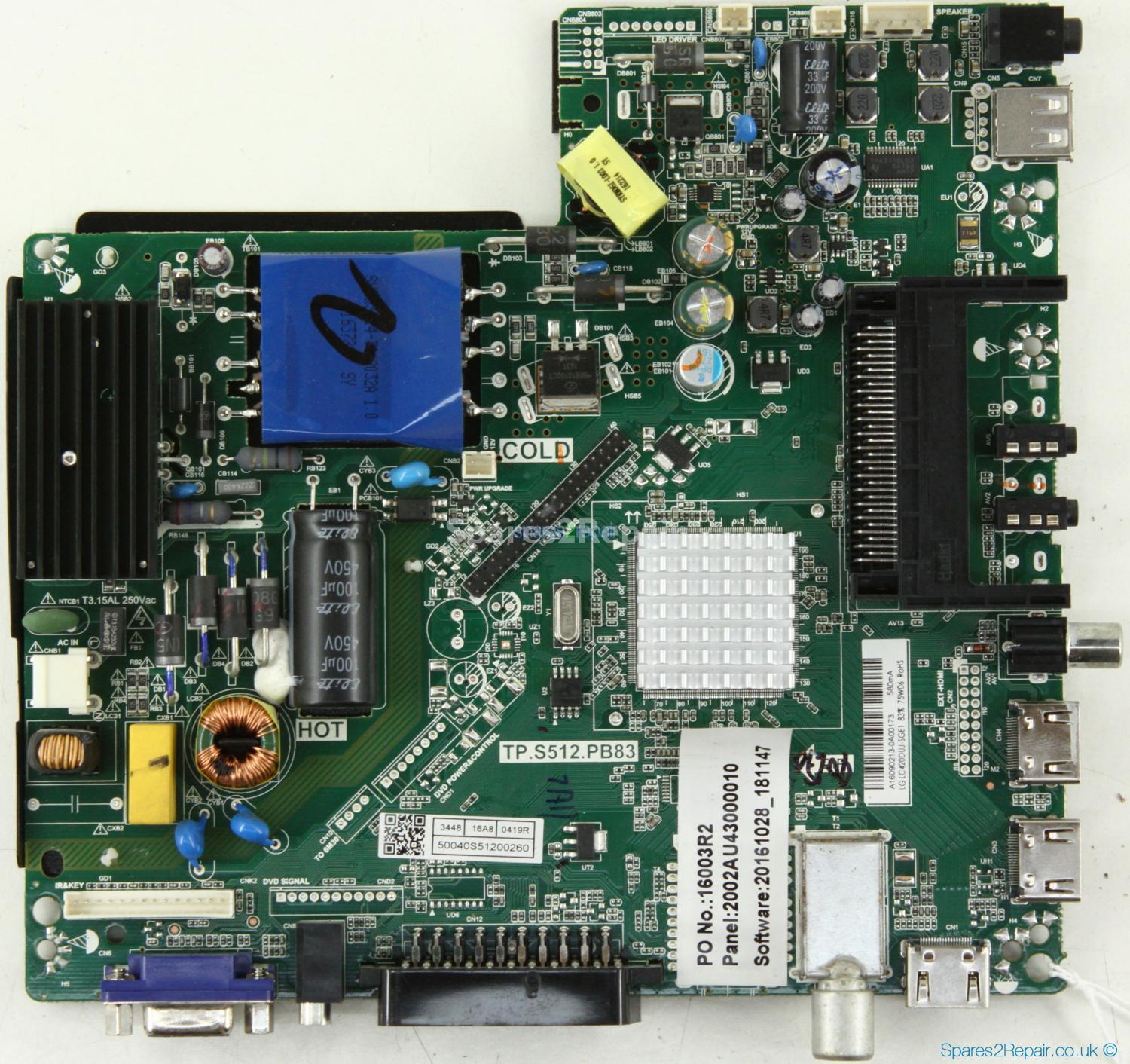 Baird TI4308DLEDBH - Main Board - A16090213 - 16003R2 - TP.S512.PB83