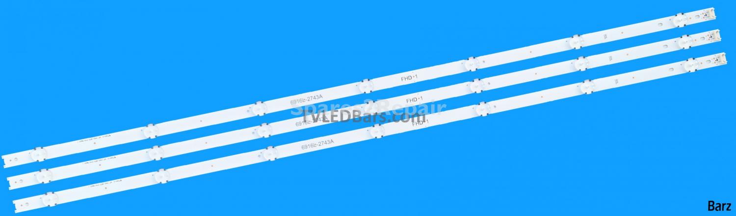 Barz LED Backlight Array LG AGF79047001 43" 6916L-2743A -2743B 6916L-2550A FHD 1 43" V16.5 ART3 2743 LC430DUE-FJA -FJM 3pcs