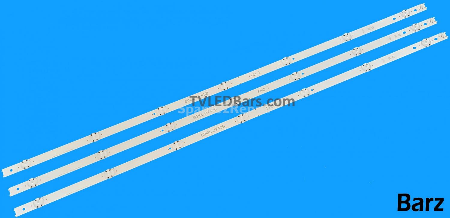 LG LED Backlight Array LG AGF79047001 43" 6916L-2743A -2743B FHD 1 43" V16.5 ART3 2743 LC430DUE-FJA -FJM 3pcs