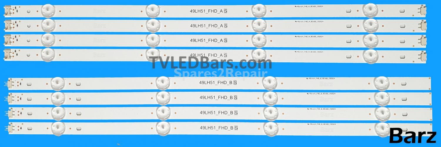 Barz LED Backlight Array LG AGF79046001 AGF79048101 AGF79082501 HC490DUN-ABRL SLNX NC490DUE-ABEX 49LH51_FHD_A+B 8pcs