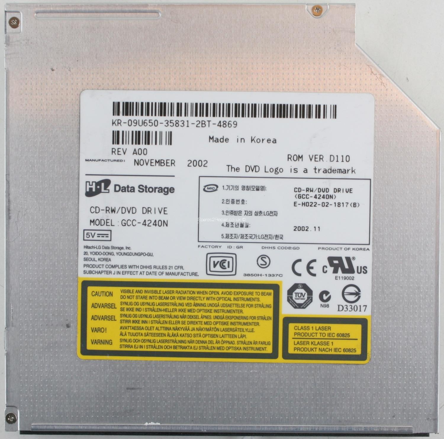 Hitachi-LG Data Storage - DVD-ROM - GCC-4240N - REV A00 - E-H022-02-1817(B) - PATA