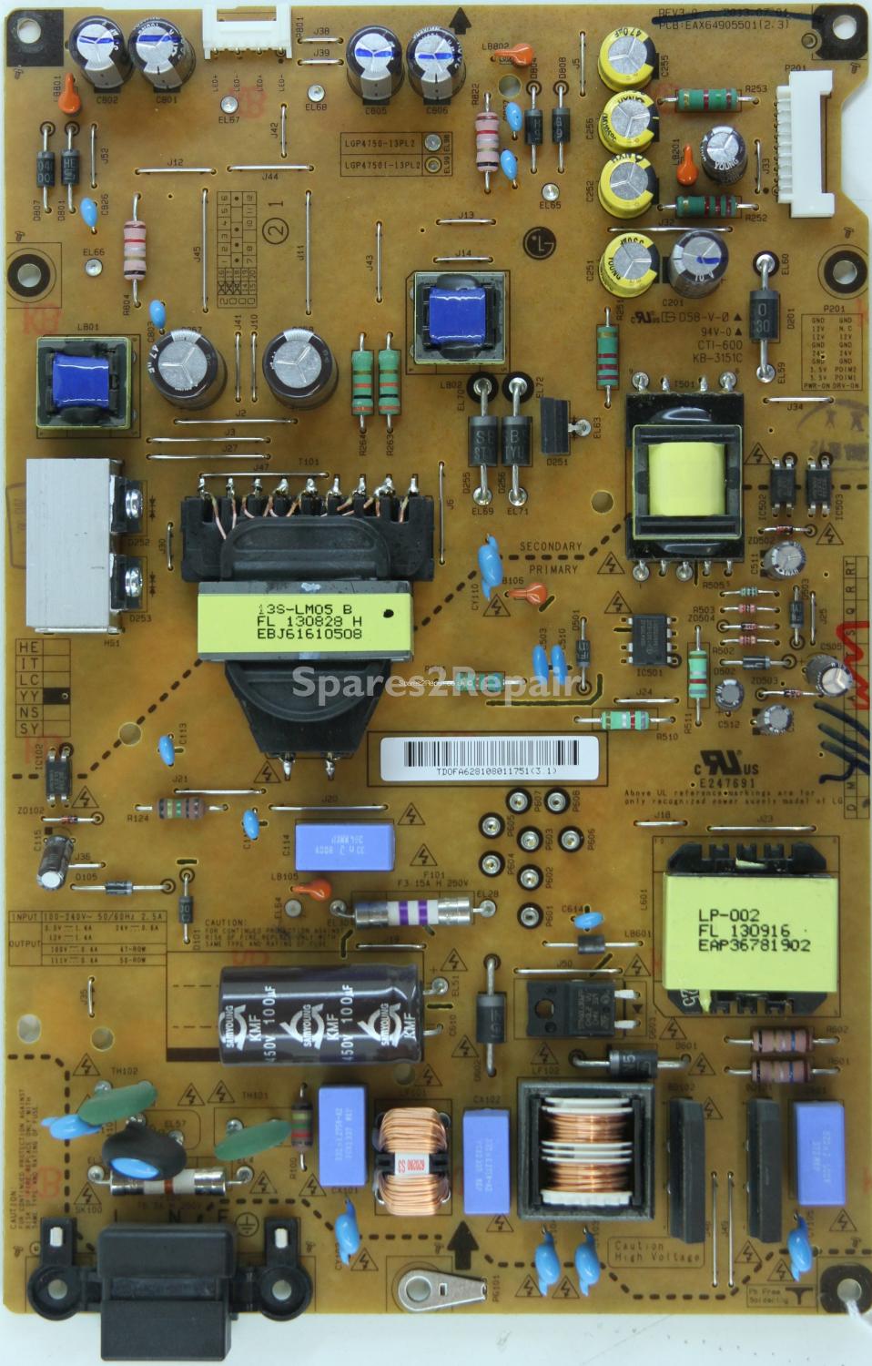 LG 47LN575V - PSU - EAY62810801 - EAX64905501(2.3) - REV3.0 - LGP4750-13PL2 - YY