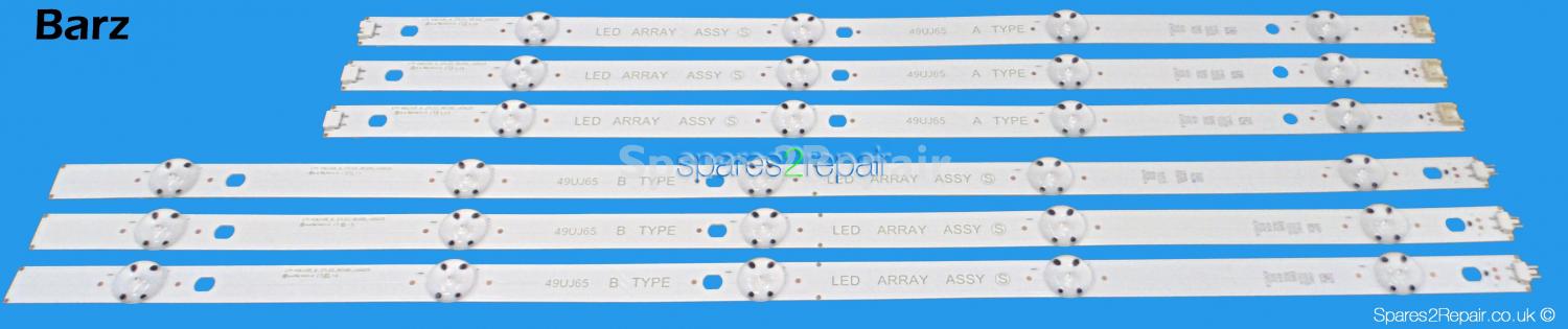 LG 49 inch Full LED Backlight Array - 17Y 49UJ65_A_27LED_REV00_10623 + 17Y 49UJ65_B_27LED_REV00_10623 - EAV63632404 - AGF79079001 - HC490DGG-ABSR