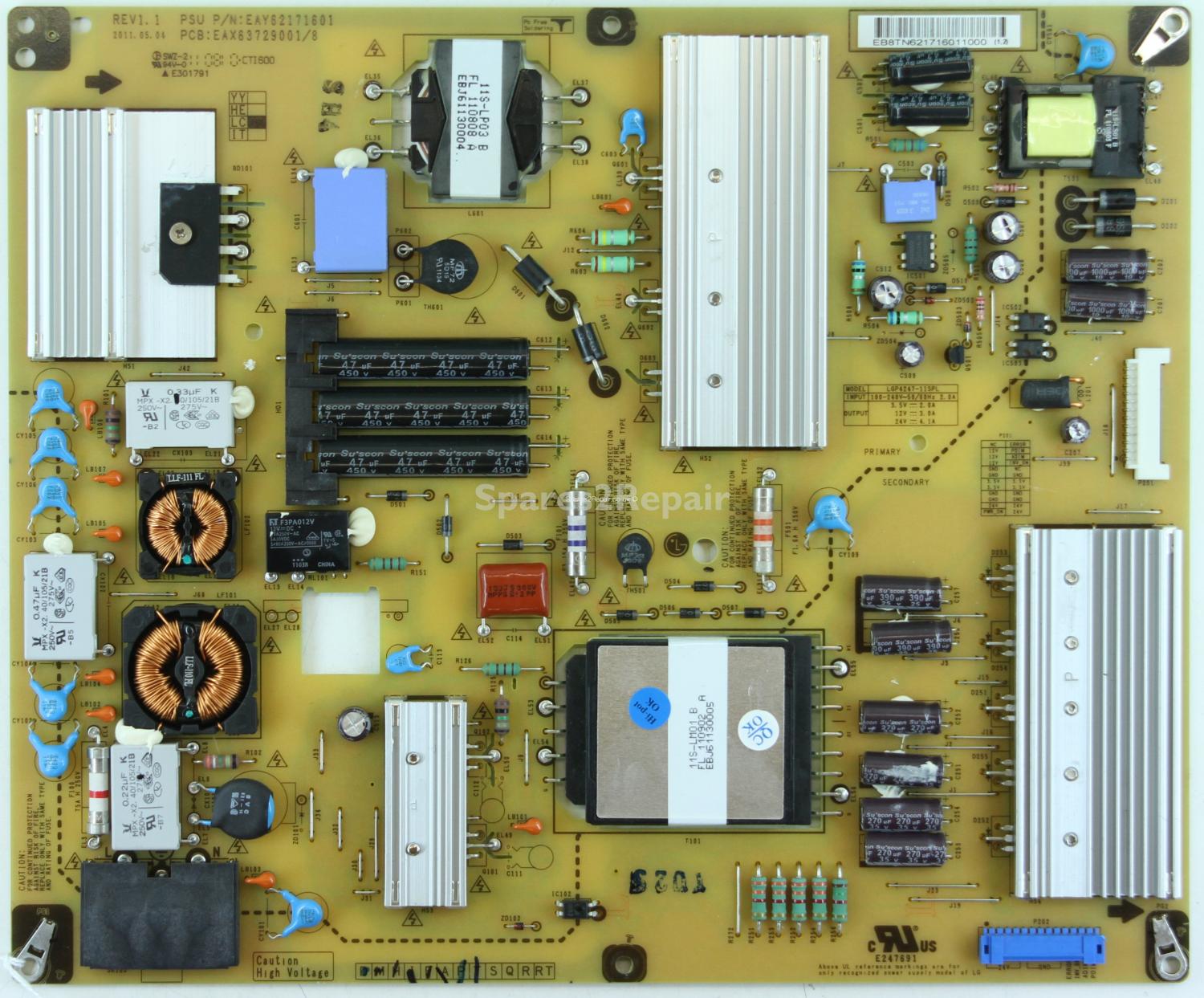 LG 42LV3550 - PSU - EAY62171601 - EAX63729001/8 - REV1.1