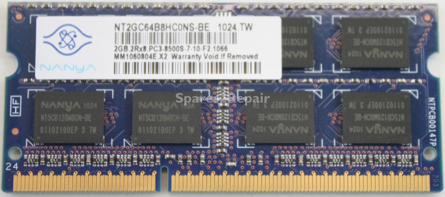 Nanya 2Gb PC3-8500S DDR3-1066 Laptop Memory