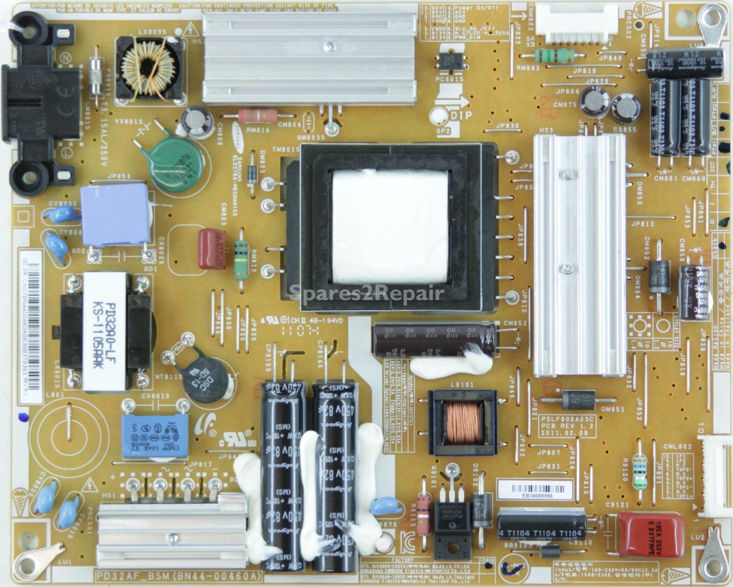 Samsung UE32D5000 - PSU - BN44-00460A - REV 1.2 - PSLF800A03C - SU10054-10055