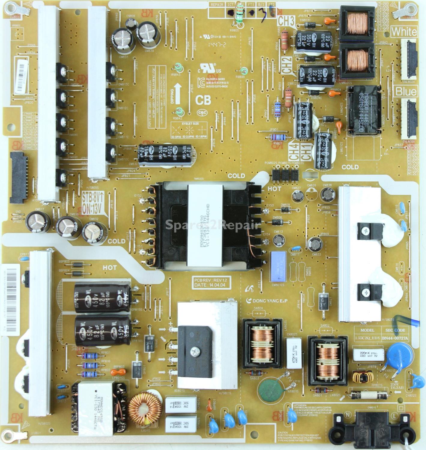 Samsung UE55H8000ST - Power Supply - BN44-00727A - REV1.2 - L55CQ2_EDY